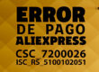 error de pago en aliexpress